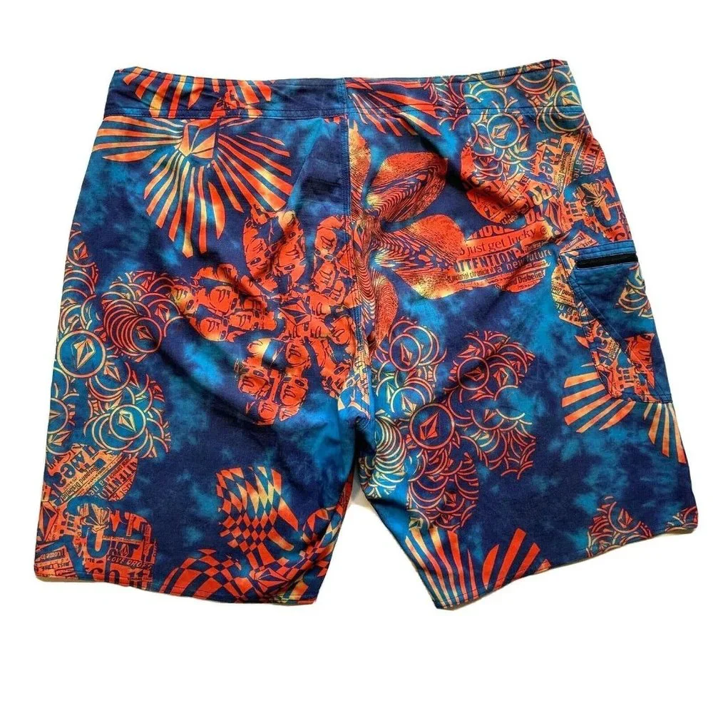 Volcom Lido Weedo Board Shorts Swim Trunks Mens 40 Stretch Floral Print Colorful